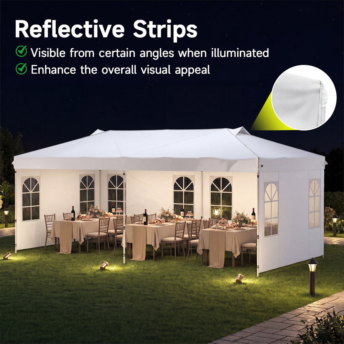 10 x 20 FT Pop Up Canopy Tent with 6 Sidewalls and Adjustable Height-White view 9