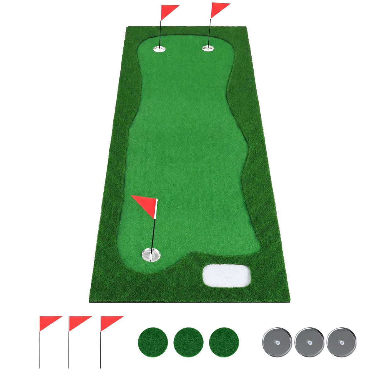 10 x 3.5ft Golf Putting Green with 3 Hole Cups and 3 Flags for Home Backyard Garage Office