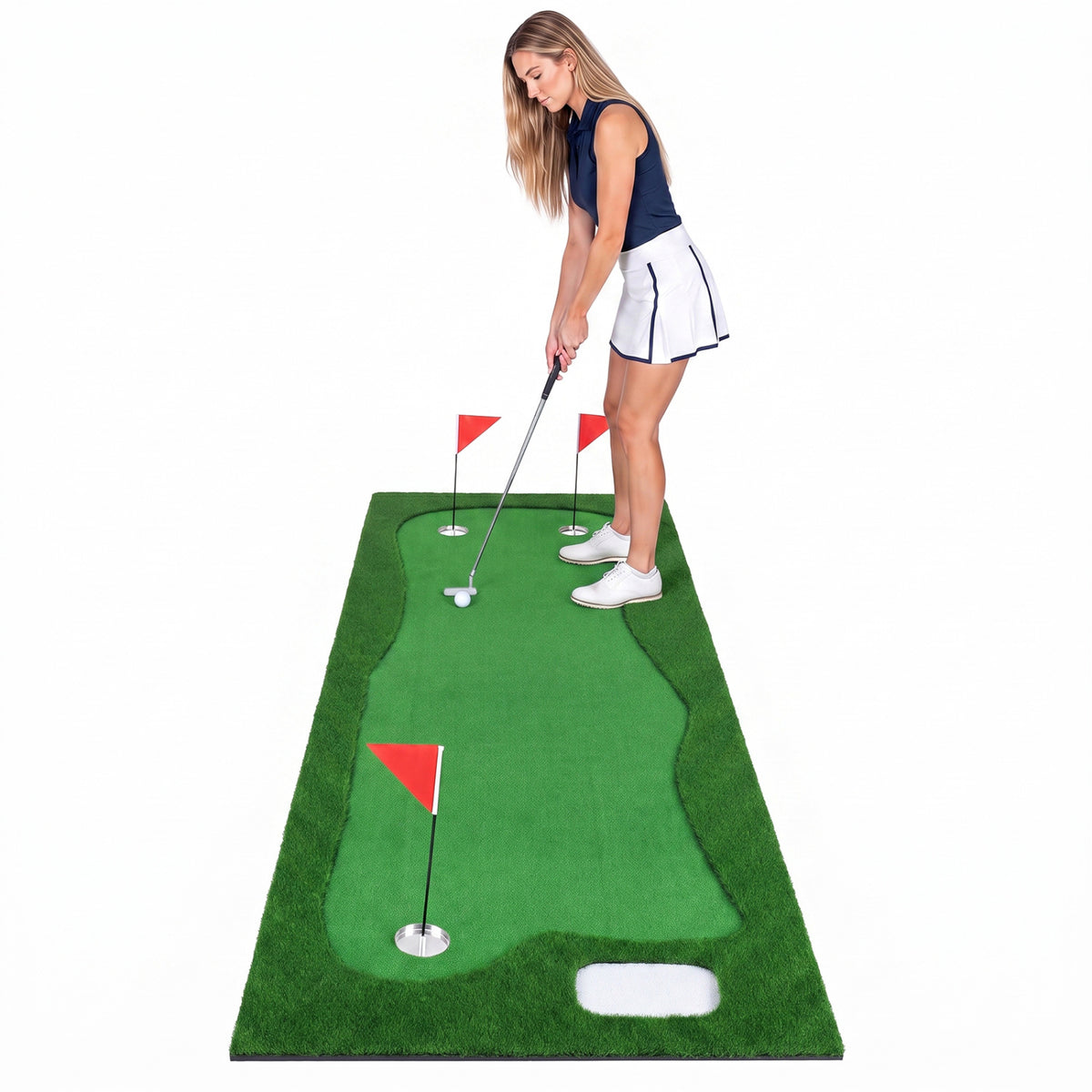 10 x 3.5ft Golf Putting Green with 3 Hole Cups and 3 Flags for Home Backyard Garage Office view 4