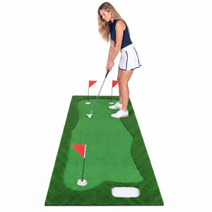 10 x 3.5ft Golf Putting Green with 3 Hole Cups and 3 Flags for Home Backyard Garage Office view 4