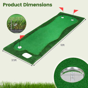10 x 3.5ft Golf Putting Green with 3 Hole Cups and 3 Flags for Home Backyard Garage Office view 5