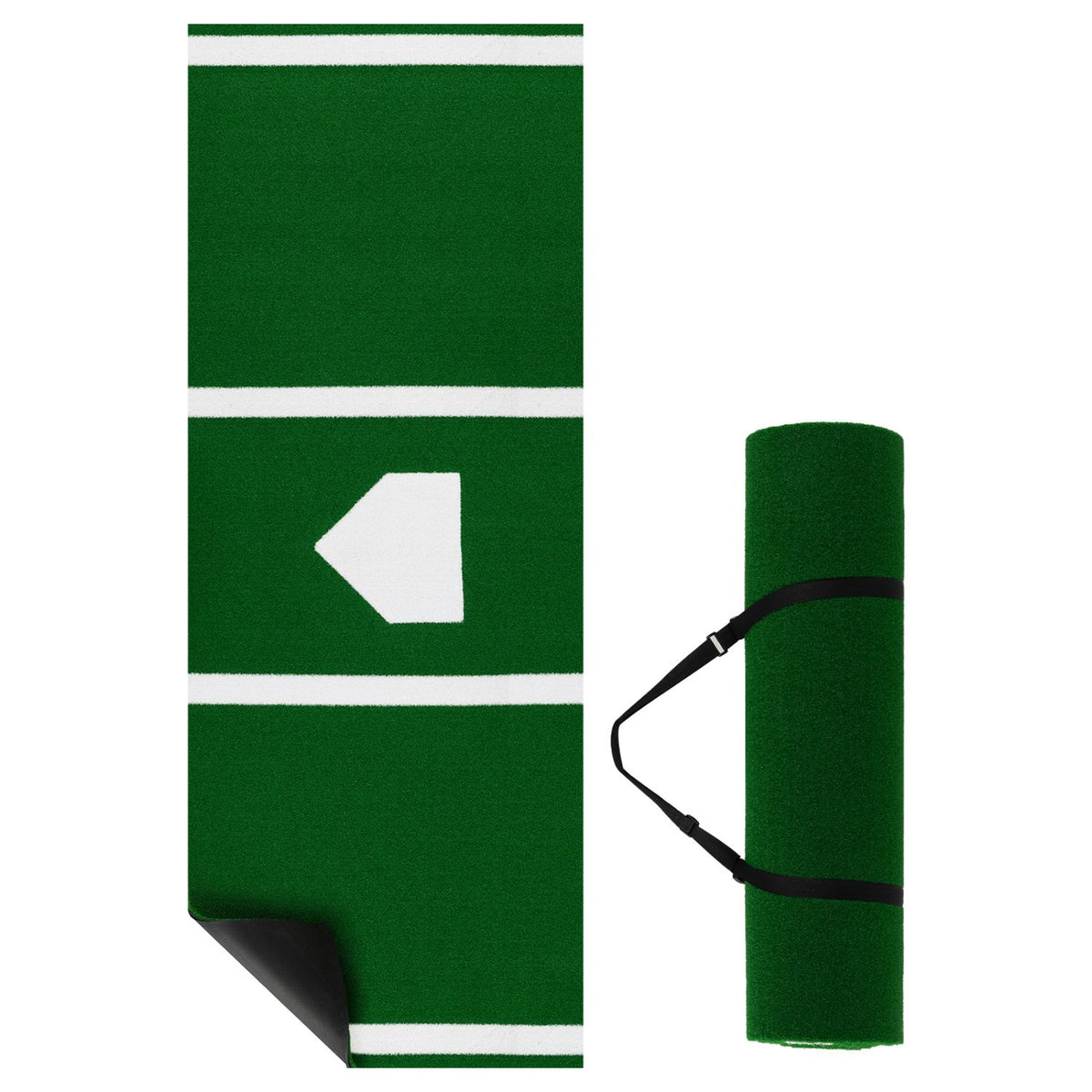 10 x 3.8 ft Baseball and Softball Hitting Mat with Home Plate-Green