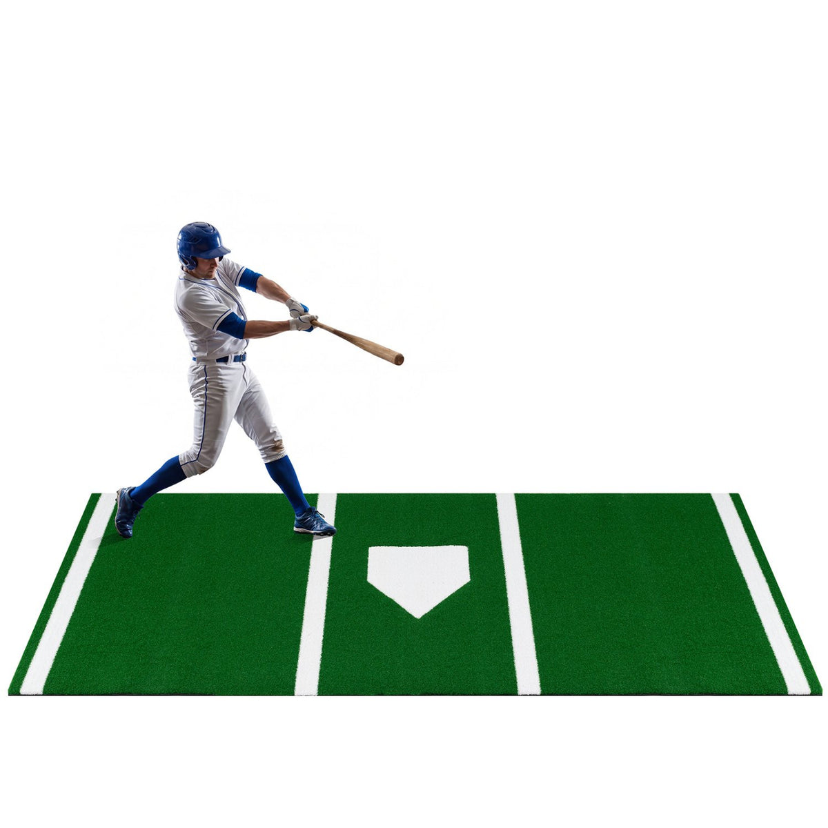 10 x 3.8 ft Baseball and Softball Hitting Mat with Home Plate-Green view 3