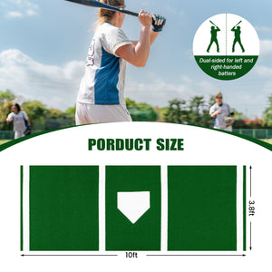 10 x 3.8 ft Baseball and Softball Hitting Mat with Home Plate-Green view 4
