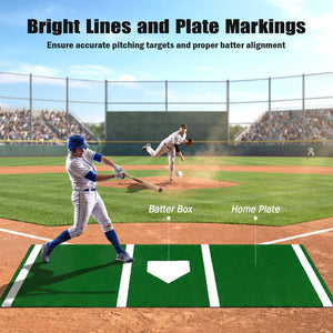 10 x 3.8 ft Baseball and Softball Hitting Mat with Home Plate-Green view 5