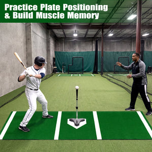 10 x 3.8 ft Baseball and Softball Hitting Mat with Home Plate-Green view 6