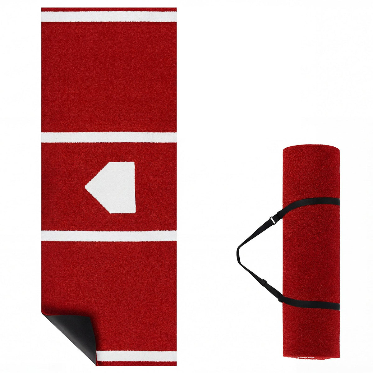 10 x 3.8 ft Baseball and Softball Hitting Mat with Home Plate-Red