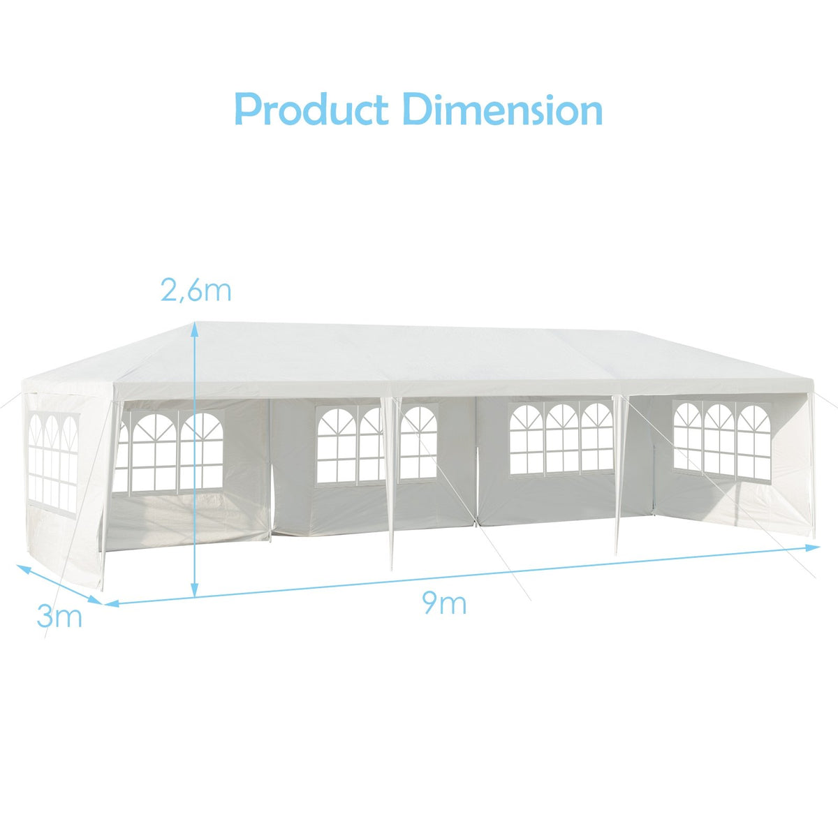 10 x 30 Feet Canopy Tent with 5 Removable Sidewalls for Party Wedding view 5