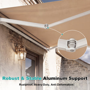 10 x 8.2 Feet Retractable Awning with Easy Opening Manual Crank Handle-Brown view 7