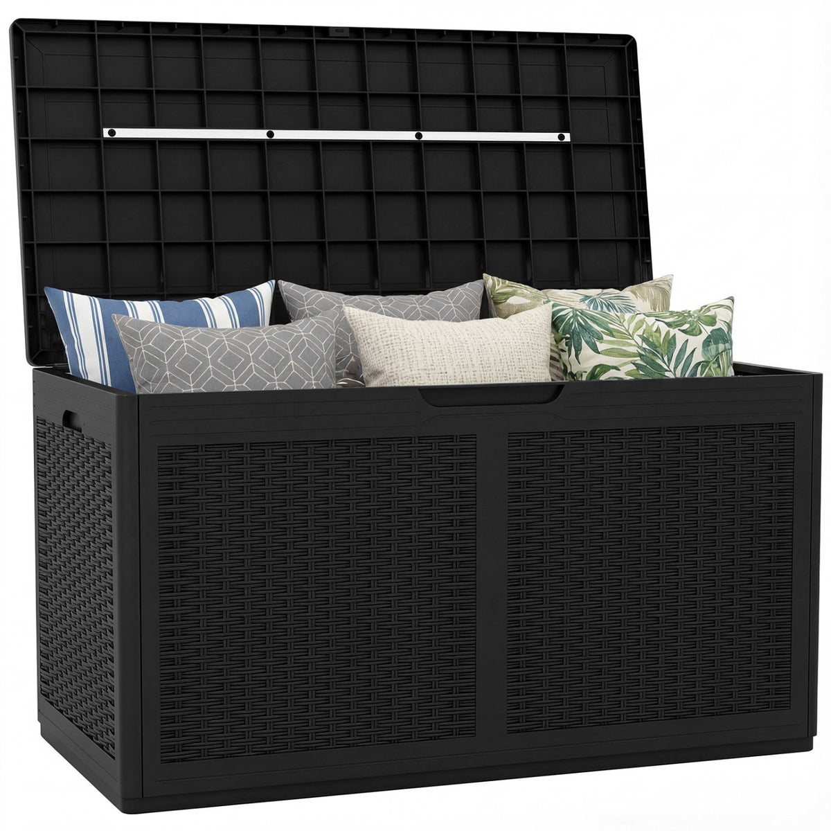 100 Gallon Resin Deck Box Outdoor Waterproof Storage Bench-Black