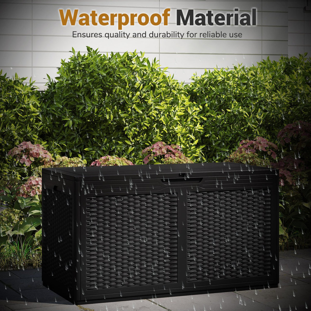 100 Gallon Resin Deck Box Outdoor Waterproof Storage Bench-Black view 6