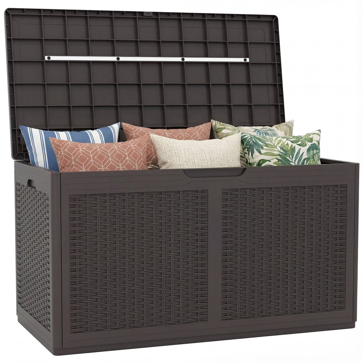 100 Gallon Resin Deck Box Outdoor Waterproof Storage Bench-Brown