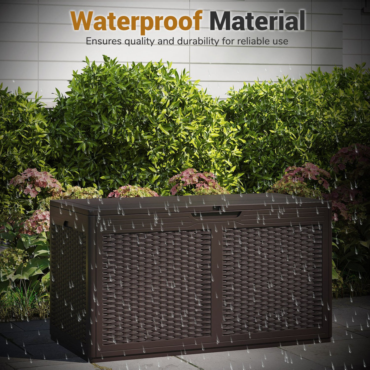 100 Gallon Resin Deck Box Outdoor Waterproof Storage Bench-Brown view 6