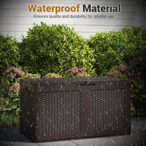100 Gallon Resin Deck Box Outdoor Waterproof Storage Bench-Brown view 6