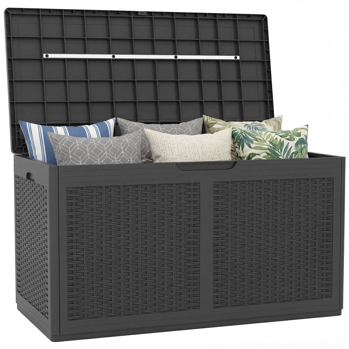 100 Gallon Resin Deck Box Outdoor Waterproof Storage Bench-Gray