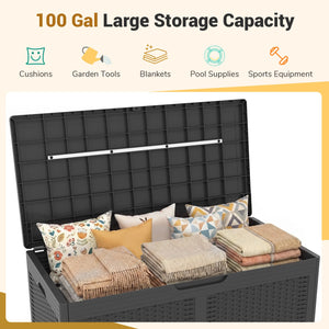 100 Gallon Resin Deck Box Outdoor Waterproof Storage Bench-Gray view 5