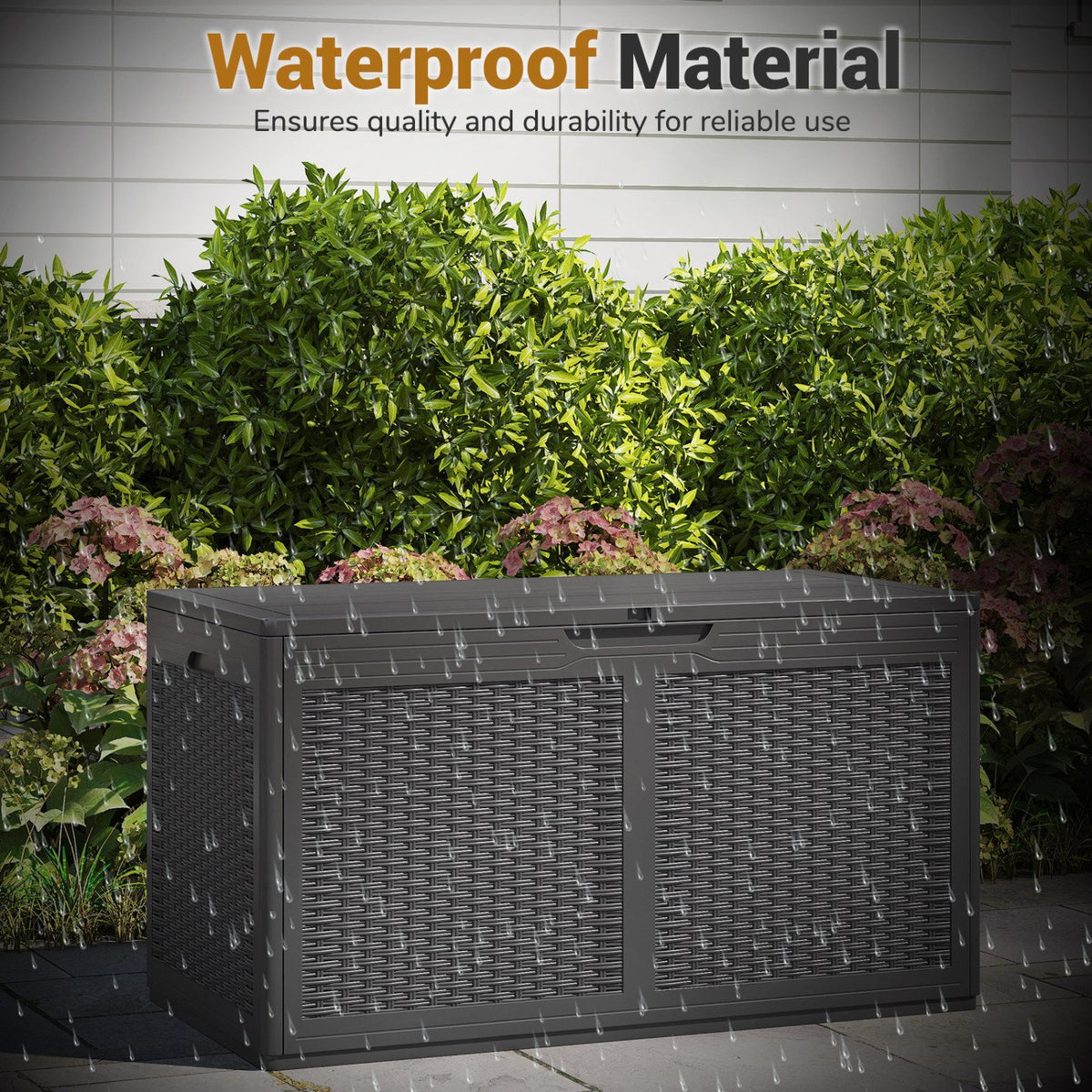 100 Gallon Resin Deck Box Outdoor Waterproof Storage Bench-Gray view 6