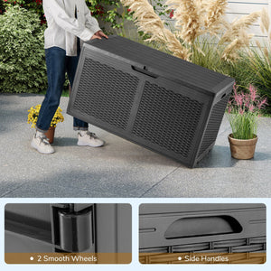 100 Gallon Resin Deck Box Outdoor Waterproof Storage Bench-Gray view 7