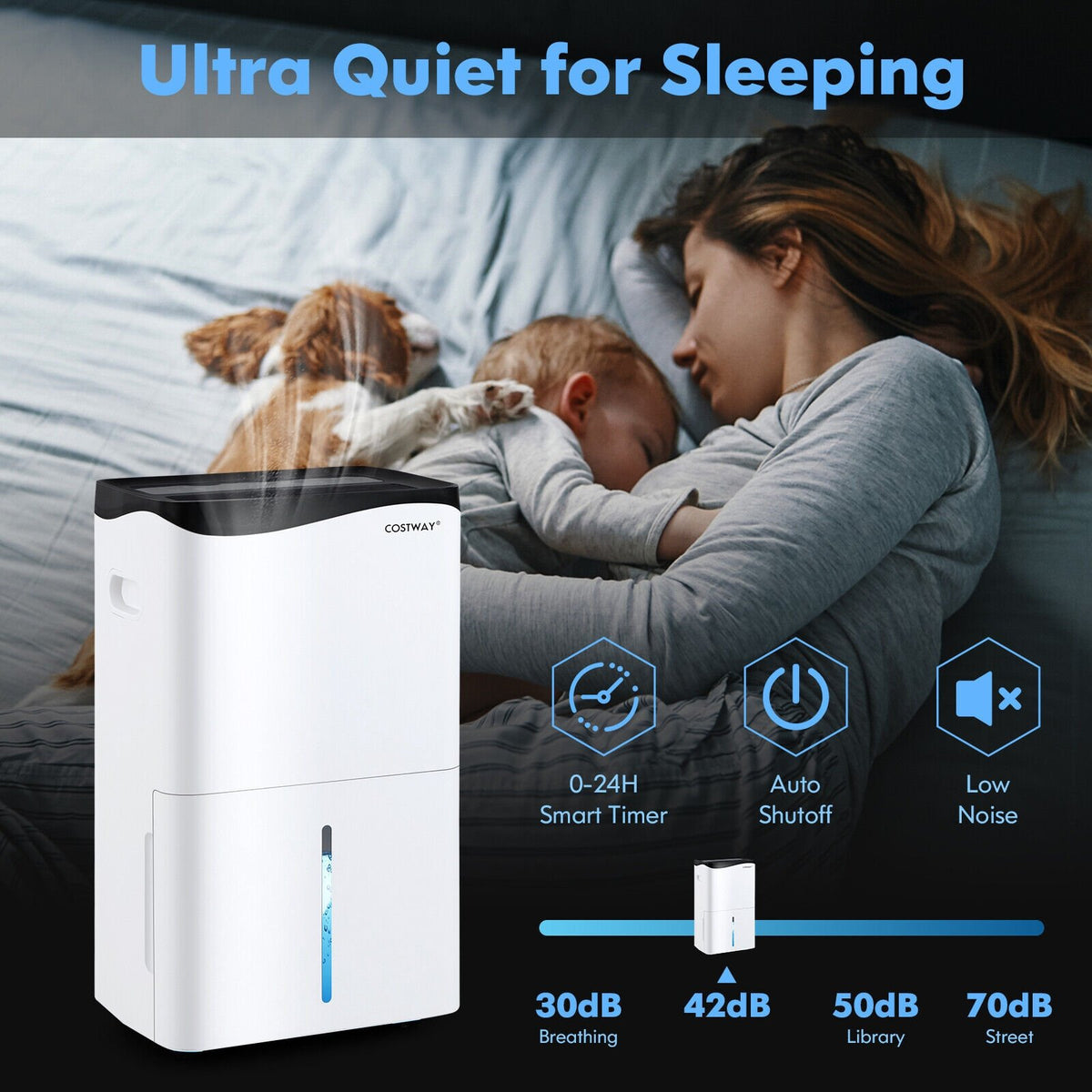 100-Pint Dehumidifier with Smart App and Alexa Control for Home and Basements-White view 3