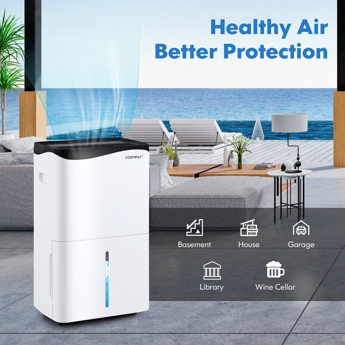 100-Pint Dehumidifier with Smart App and Alexa Control for Home and Basements-White view 6