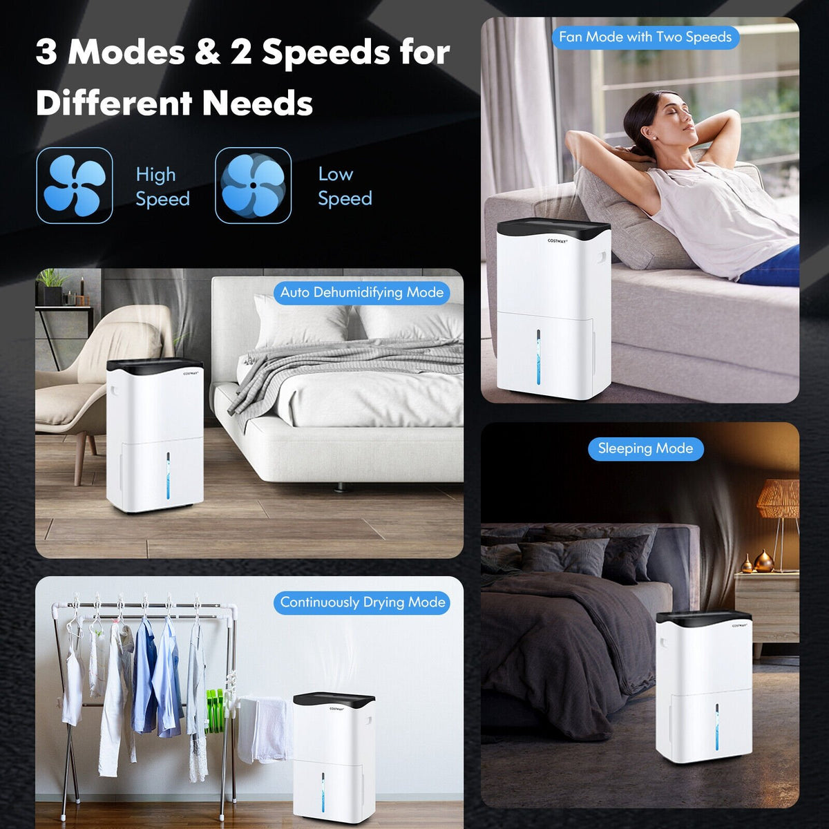 100-Pint Dehumidifier with Smart App and Alexa Control for Home and Basements-White view 8