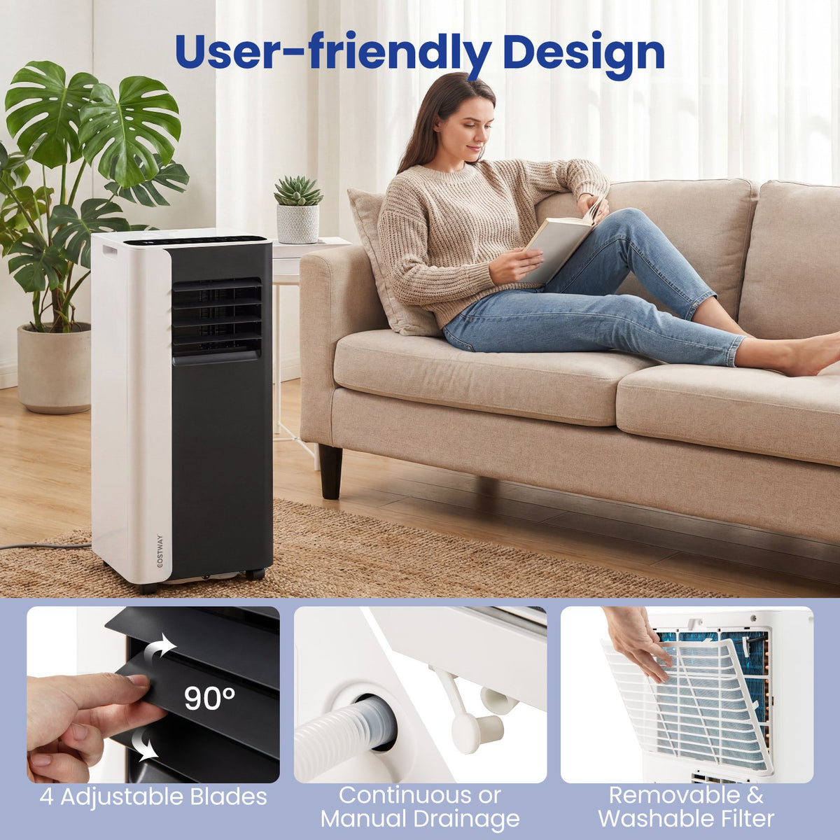 10000 BTU, 3 in 1 Portable Air Conditioner with Fan and Dehumidifier Model view 4