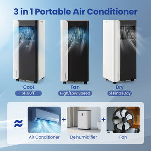 10000 BTU, 3 in 1 Portable Air Conditioner with Fan and Dehumidifier Model view 7