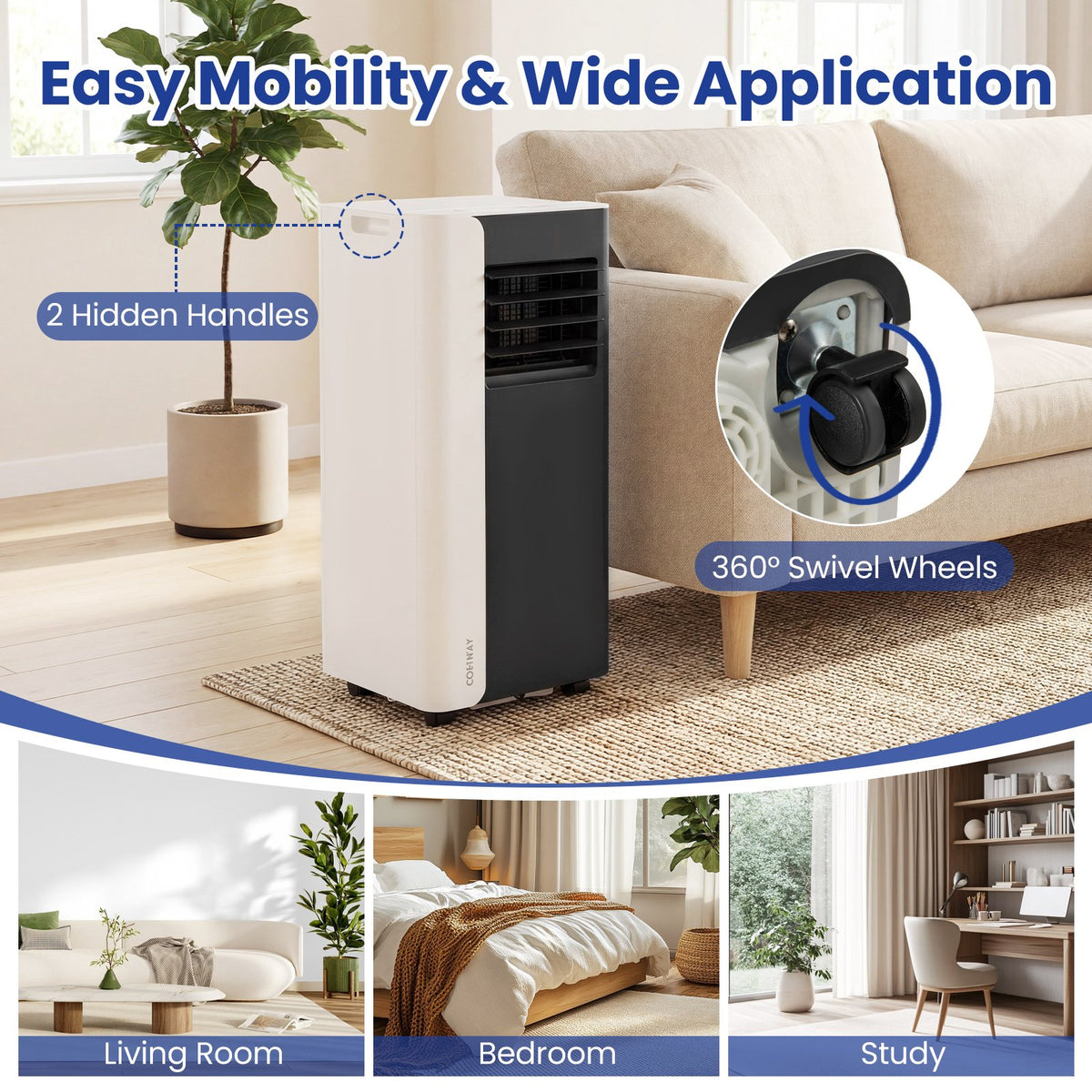 10000 BTU, 3 in 1 Portable Air Conditioner with Fan and Dehumidifier Model view 9