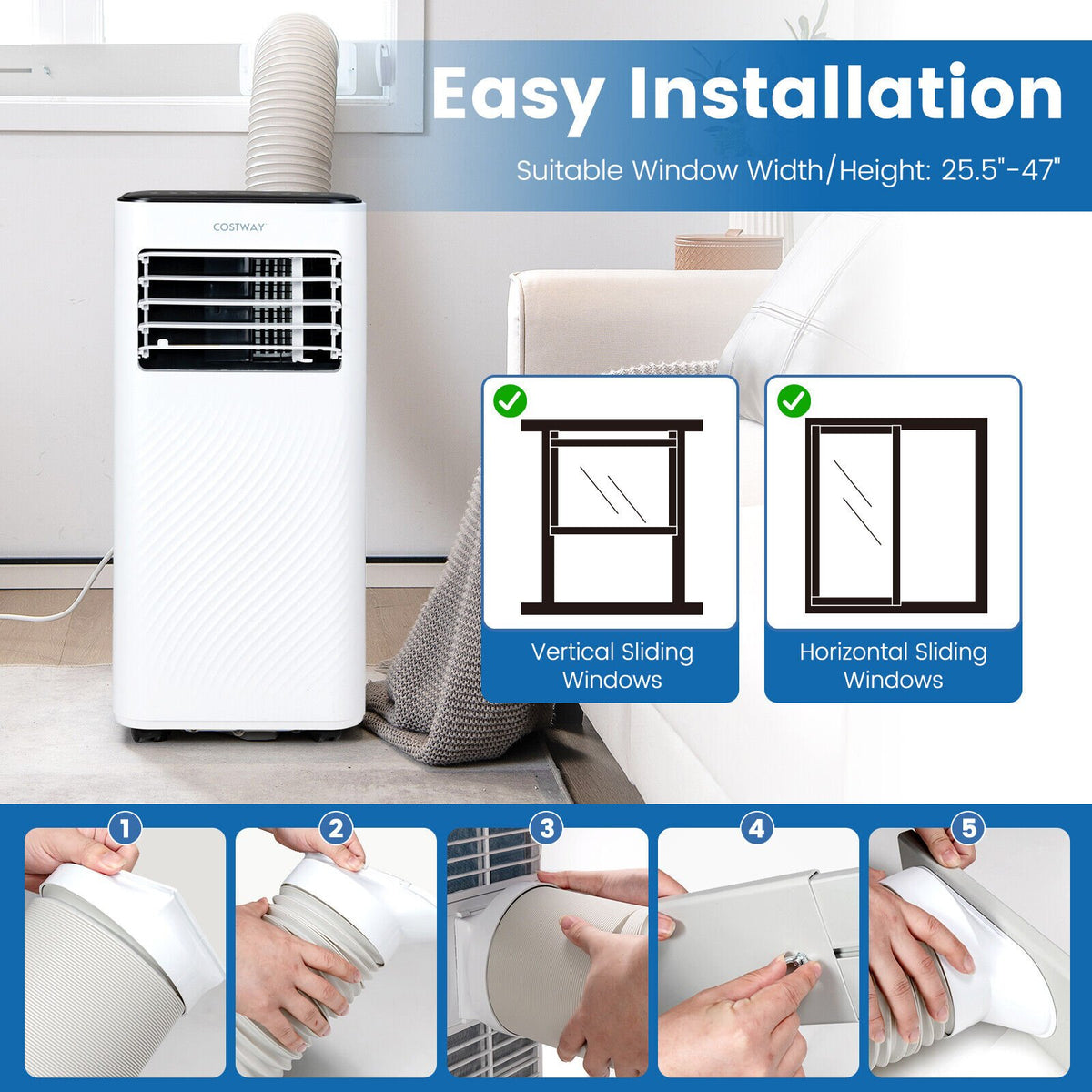 10000 BTU 4-in-1 Portable Air Conditioner with Dehumidifier and Sleep Mode-Black view 5