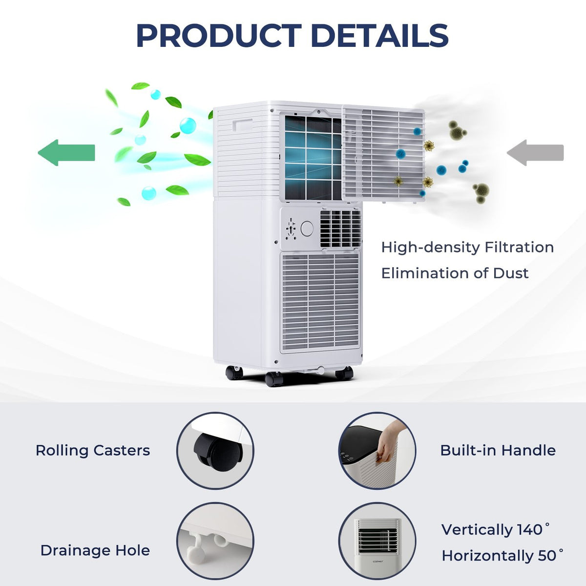10000 BTU Air Cooler with Fan and Dehumidifier Mode-Black view 9