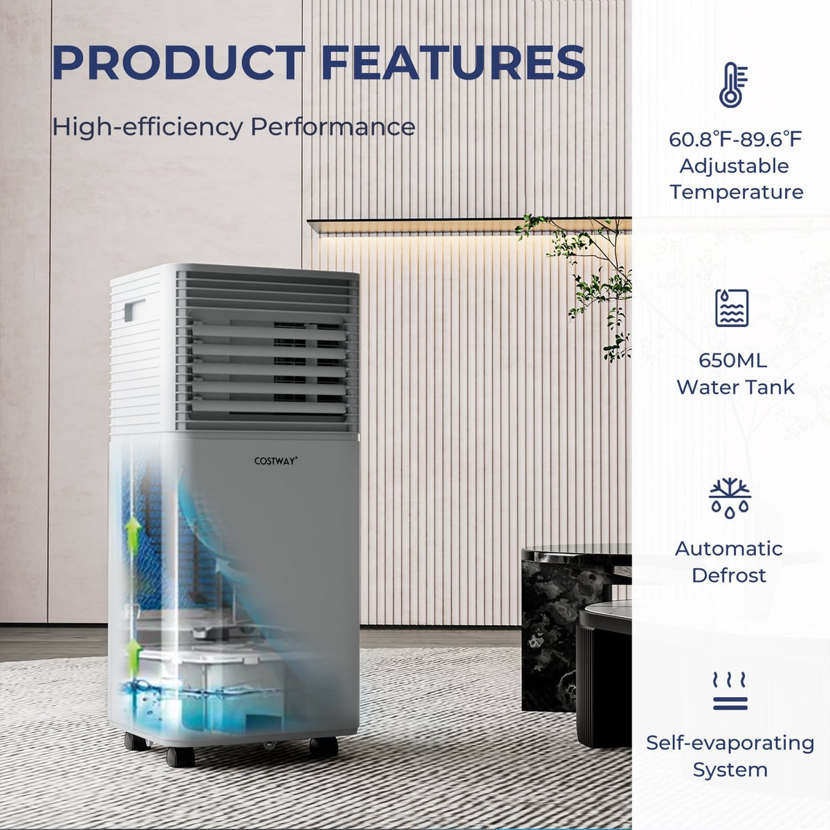 10000 BTU Air Cooler with Fan and Dehumidifier Mode-Gray view 6