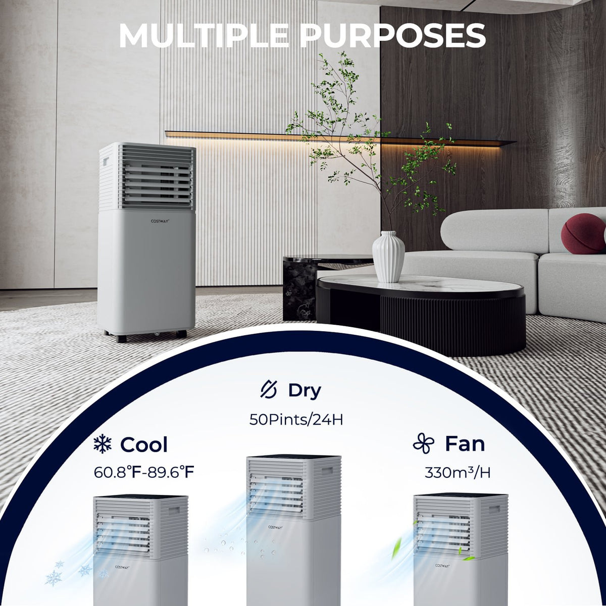 10000 BTU Air Cooler with Fan and Dehumidifier Mode-Gray view 7