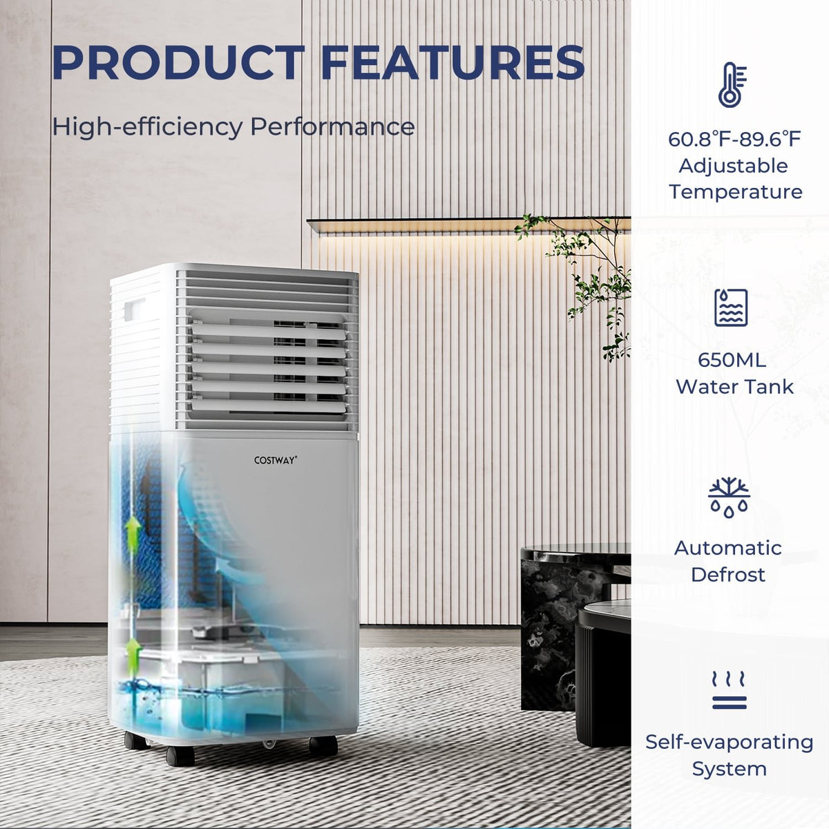 10000 BTU Air Cooler with Fan and Dehumidifier Mode-White view 7