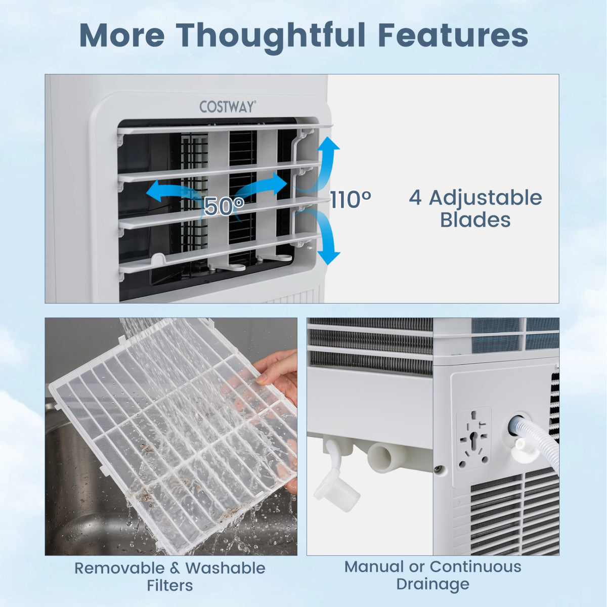 10000 BTU Portable AC with Sleep Mode and Window Kit Cools 450 Sq.Ft-White view 4