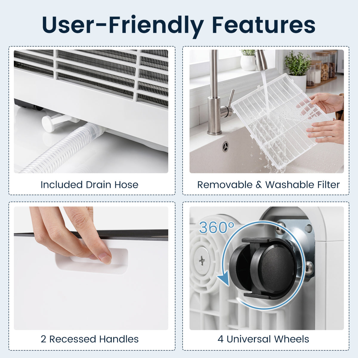 10000 BTU Portable Air Conditioner Cools with Dehumidifier and 24H Timer-Black view 4