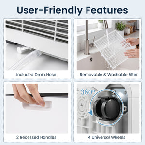 10000 BTU Portable Air Conditioner Cools with Dehumidifier and 24H Timer-Black view 4