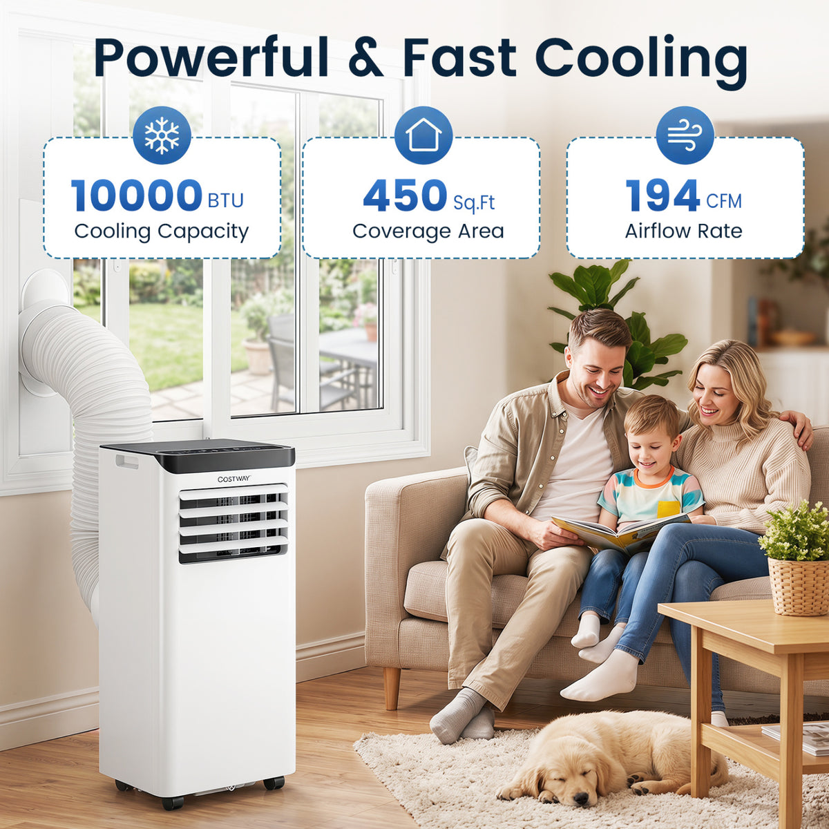 10000 BTU Portable Air Conditioner Cools with Dehumidifier and 24H Timer-Black view 9