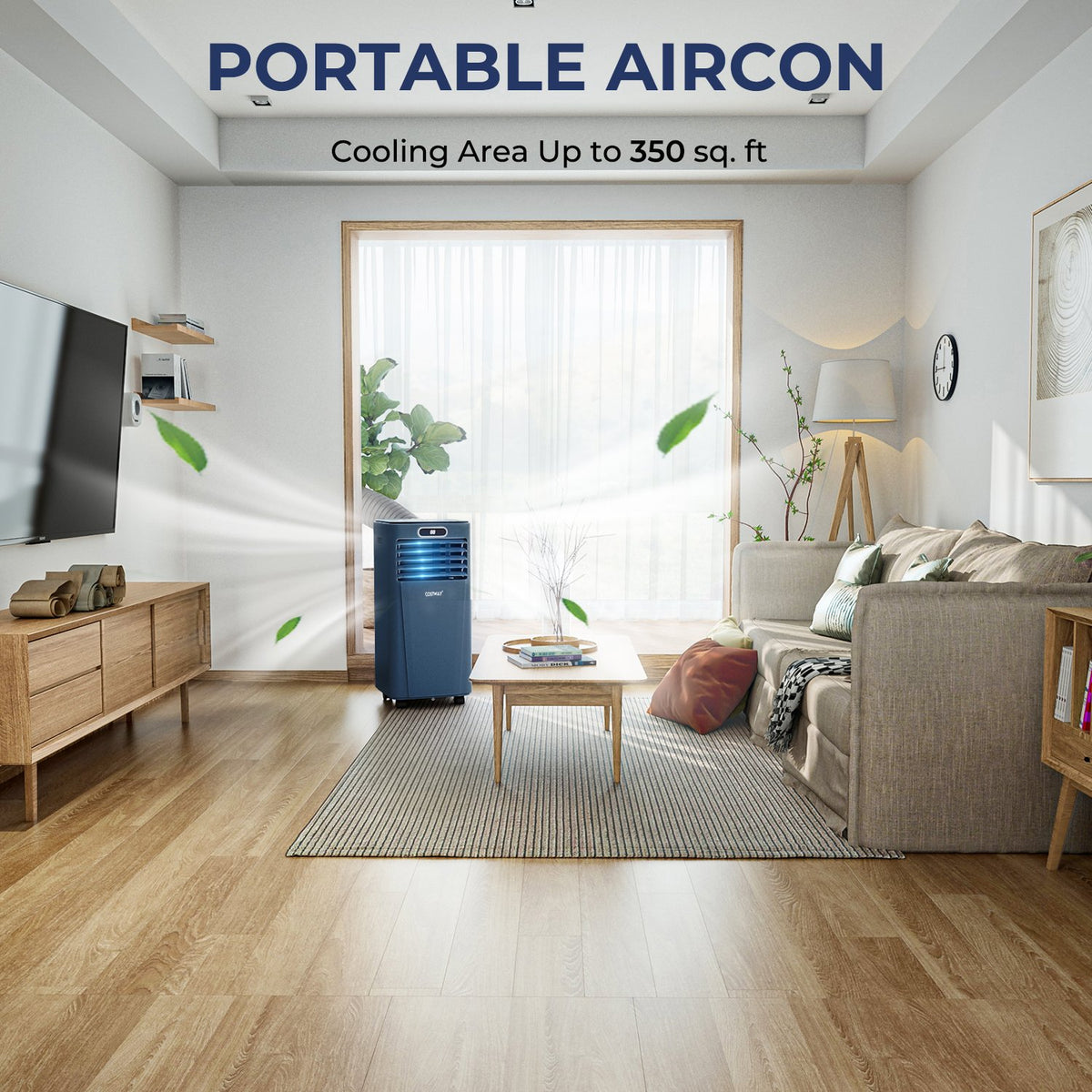 10000 BTU Portable Air Conditioner with Remote Control-Dark Blue view 2