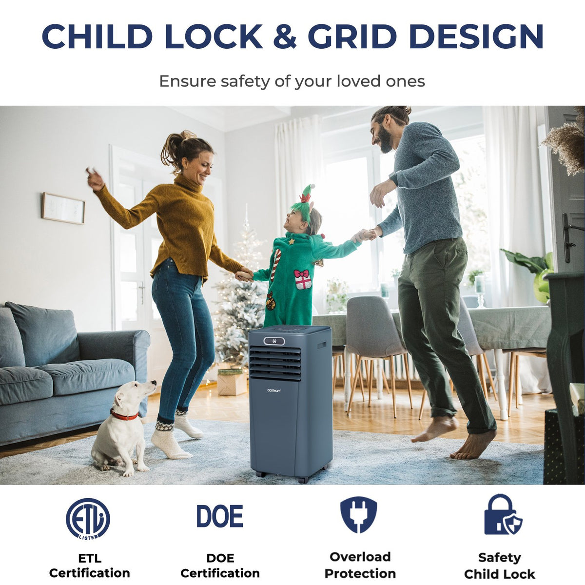 10000 BTU Portable Air Conditioner with Remote Control-Dark Blue view 6