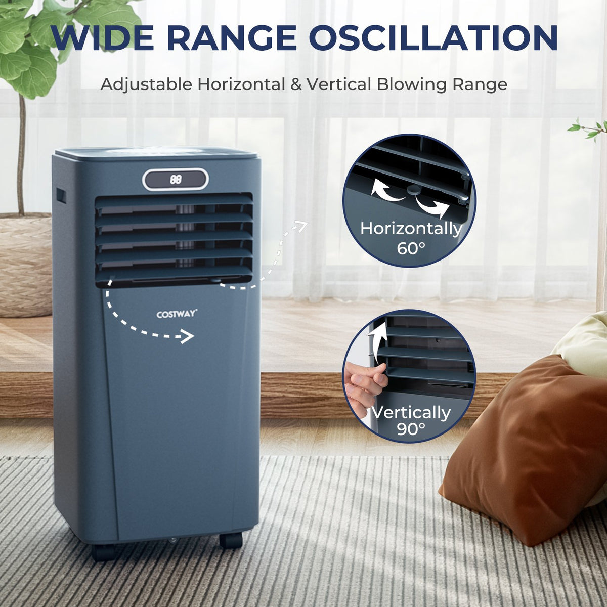 10000 BTU Portable Air Conditioner with Remote Control-Dark Blue view 7