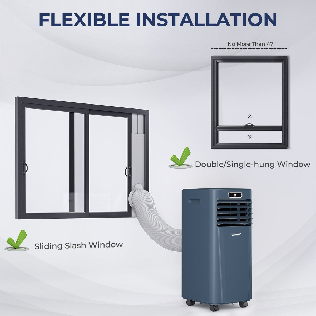10000 BTU Portable Air Conditioner with Remote Control-Dark Blue view 9