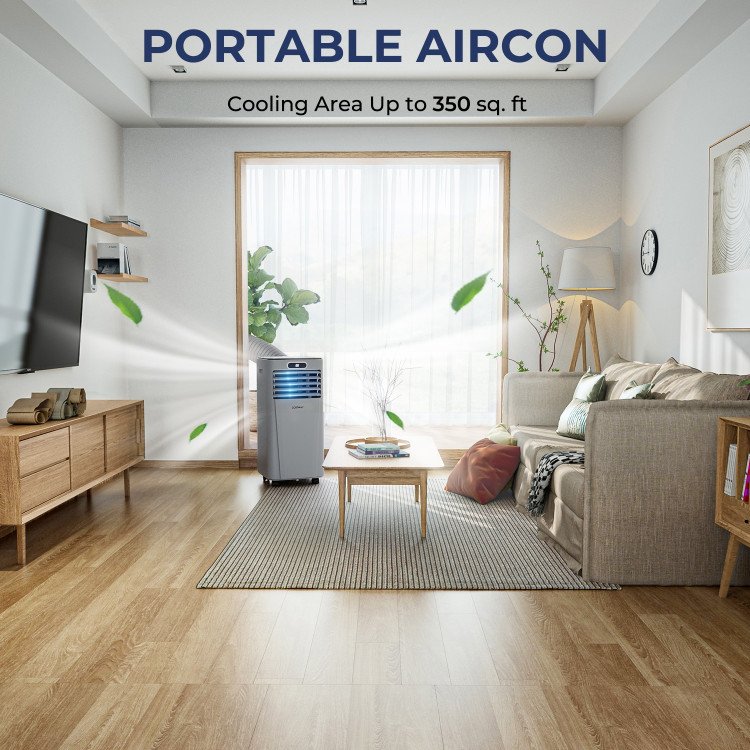 10000 BTU Portable Air Conditioner with Remote Control-Gray view 2