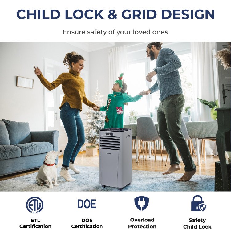 10000 BTU Portable Air Conditioner with Remote Control-Gray view 5