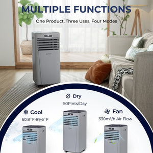 10000 BTU Portable Air Conditioner with Remote Control-Gray view 7