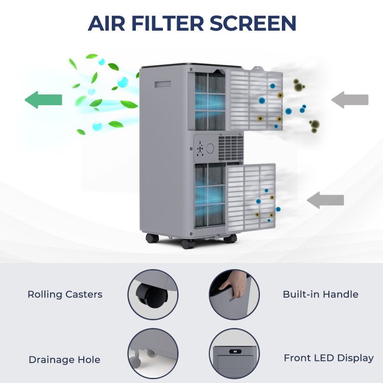 10000 BTU Portable Air Conditioner with Remote Control-Gray view 9
