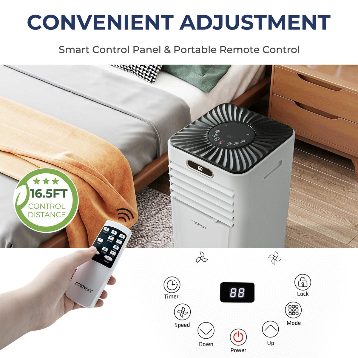 10000 BTU 4-in-1 Portable Air Conditioner with Dehumidifier and Fan Mode-White view 7