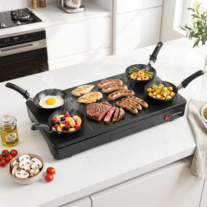 1000W Electric Grill Griddle with 4 Nonstick Woks and Wooden Spatulas for Pancakes view 3