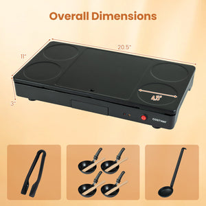 1000W Electric Grill Griddle with 4 Nonstick Woks and Wooden Spatulas for Pancakes view 5