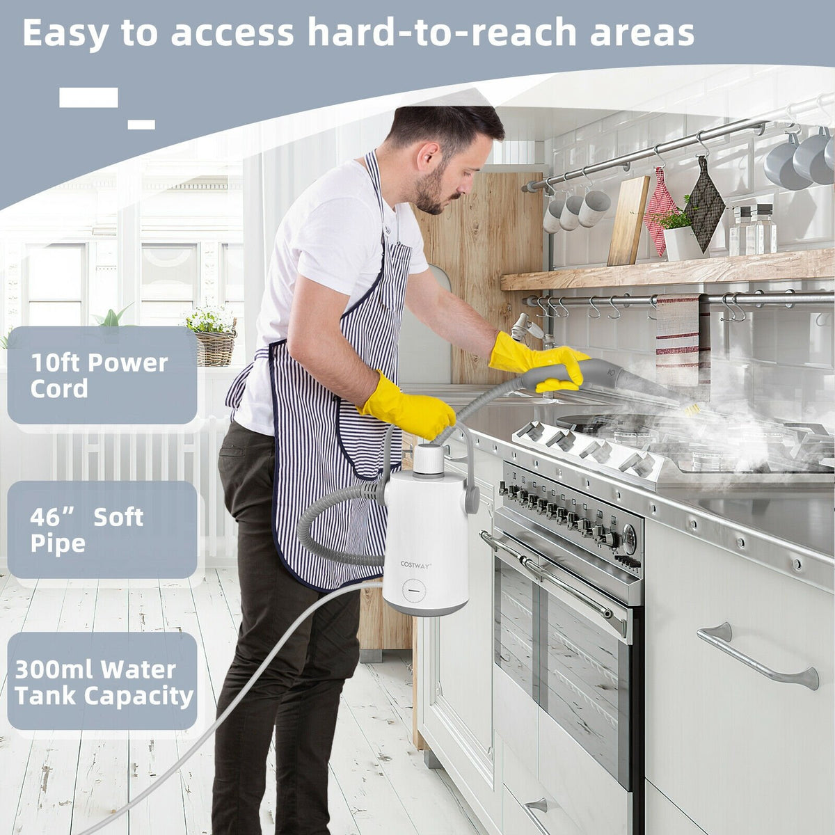 1000W Multifunction Portable Hand-held Steam Cleaner with 10 Accessories-Gray view 5