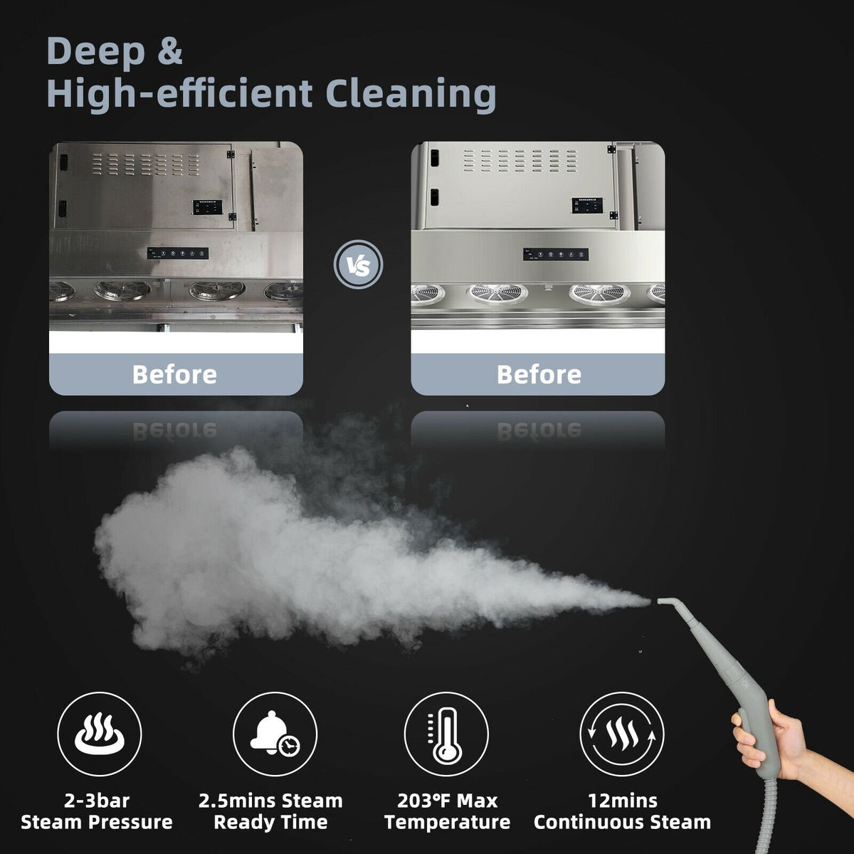 1000W Multifunction Portable Hand-held Steam Cleaner with 10 Accessories-Gray view 8